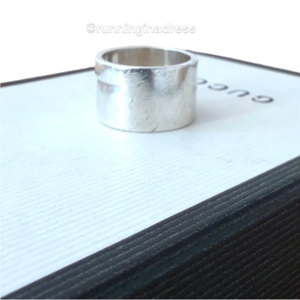 Vintage Gucci Tom Ford Era Geometric G Wide 925 Sterling Silver Ring 8.5 Y2K